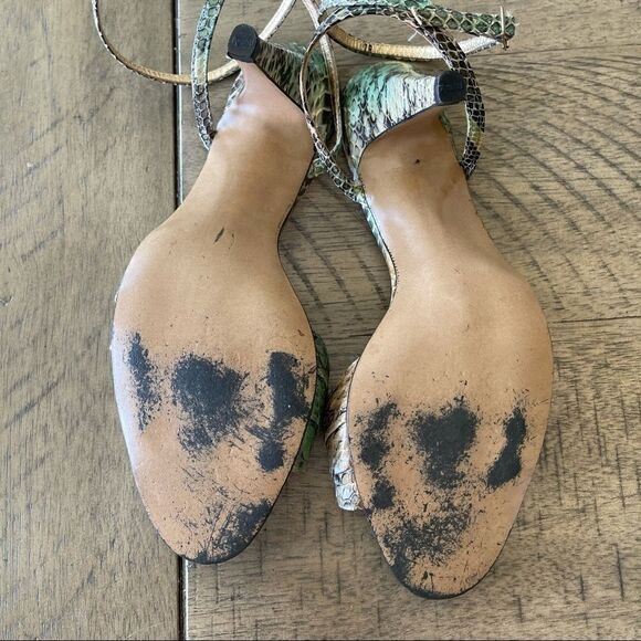 Fiammante Vintage Snakeskin Ankle Strap Sandals 7B - Picture 7 of 10